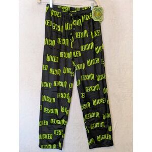 Wicked Broadway Musical Pajama Pants Mens Medium Black Lime Green Allover Logo